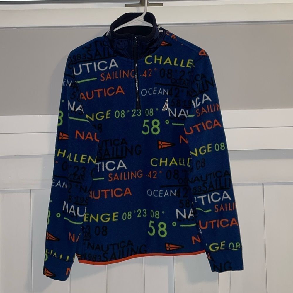 Nautica  Quarter Zip All Over Graphic Challenge Sailing size S